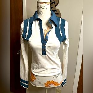 Free People Wednesday Polo Long sleeve Top